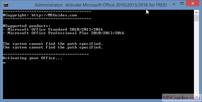 microsoft office 10 product activation failed