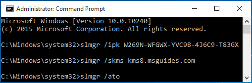 activating windows 10 pro using cmd