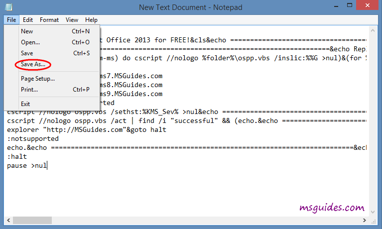 how to activate ms office 2013 using a batch file