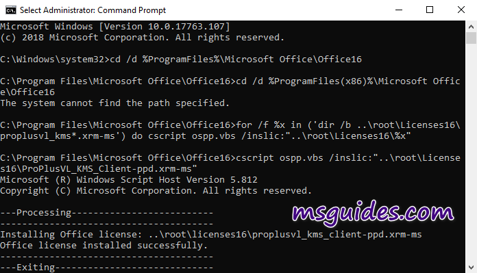 command to activate office 2016 kms