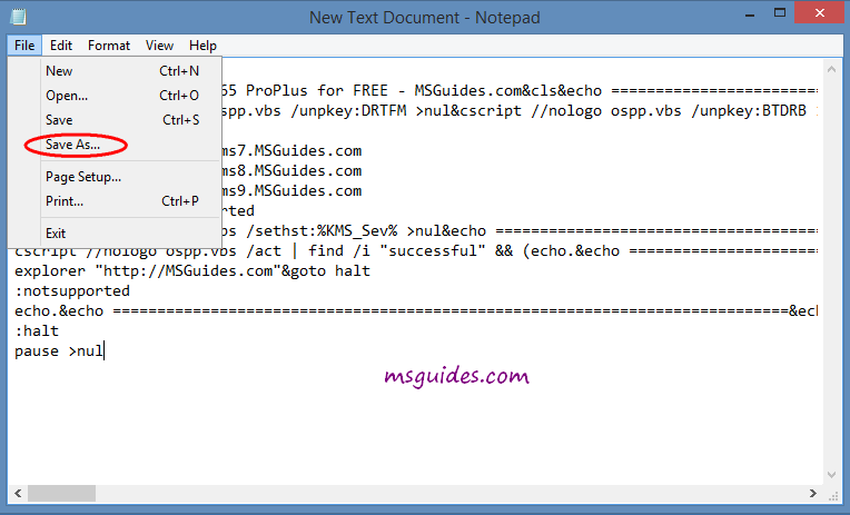 Save the text file Save the text file