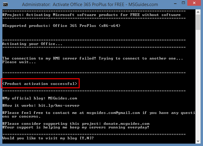 Successfully activate Office 365