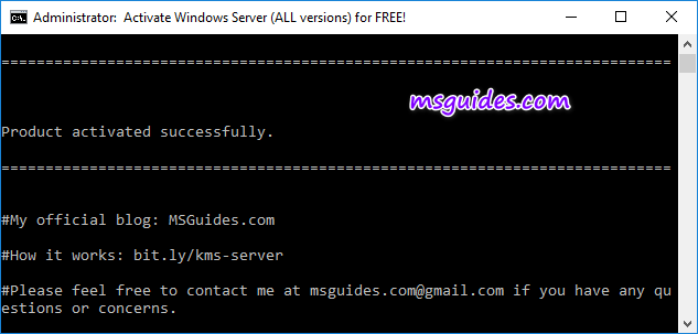 Windows Server is activated successfully