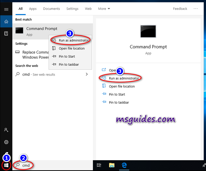 Open command prompt in administrator mode