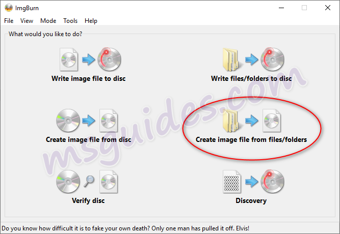 create image file from files and folders