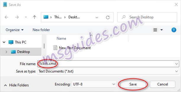 salva il file di testo come script batch