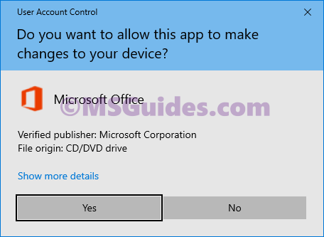 Allow office 2021 installer makes changes to your device